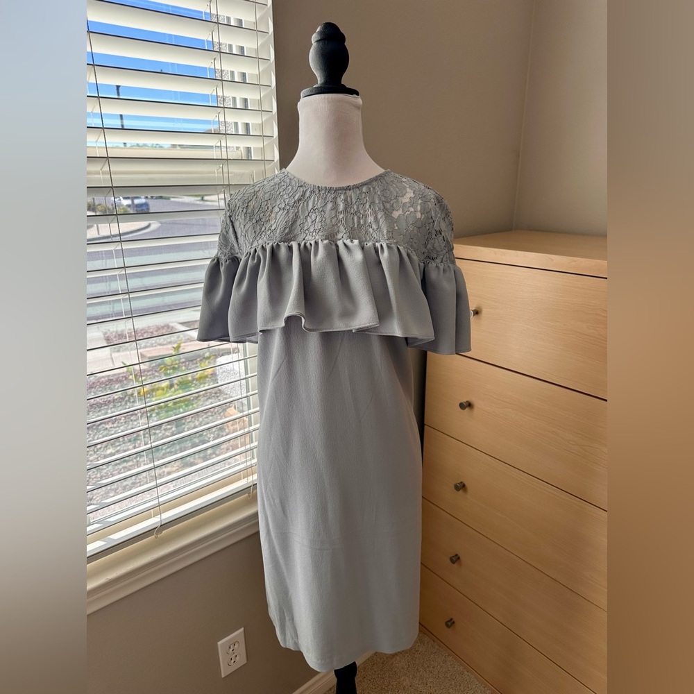 H&M Gray Lace Ruffle Dress-0004